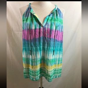 Calvin Klein aqua, pink, yellow top - womens large